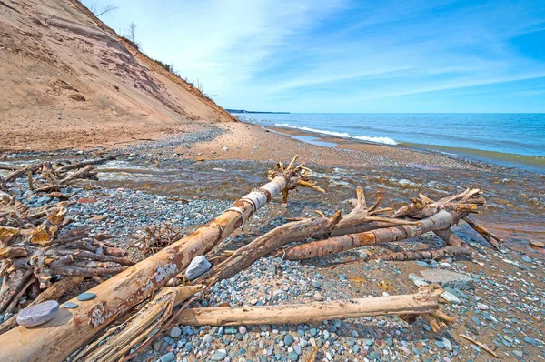 Zand Duinen Stream Logboeken Een Oever Van Het Meer Nationale — Stockfoto