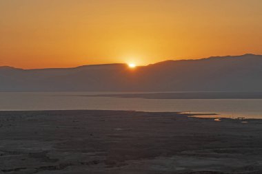 Masada Güney İsrail ölü denizden üzerinde gündoğumu