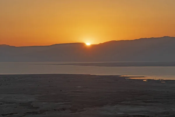 Lever Soleil Sur Mer Morte Depuis Masada Dans Sud Israël — Photo