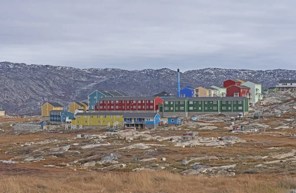 Casas Coloridas Cidade Ártica Ilulissat Groenlândia — Fotografia de Stock