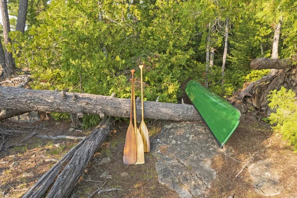 Muelle Canoa Naturaleza Emerald Lake Quetico Provincial Park Ontario — Foto de Stock