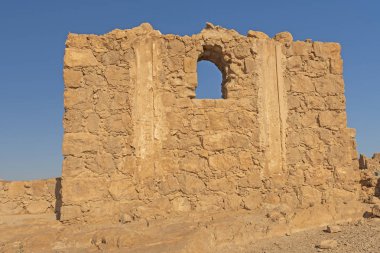 İsrail 'deki Masada Ulusal Parkı' ndaki Masada Harabelerinin Duvarları Ayrıntıları