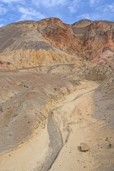 Colorful Dry Wash in the Desert in the Amargosa Range in Death Valley National Park in California