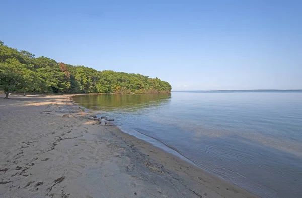 Late Afternoon Shadows Remote Beach Lighthouse Point Killbear Provincial Park — Stock Photo, Image