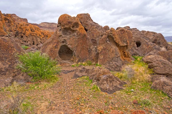 Gas Holes in Desert Rocks — Stock Photo, Image