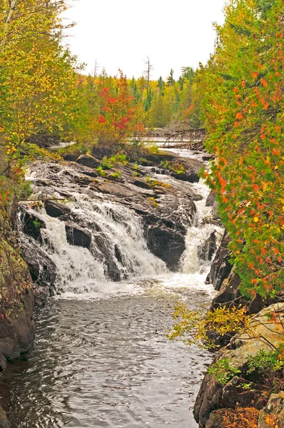 ミネソタ州の境界水の北の森の秋に隠されたアガモクの滝 — ストック写真