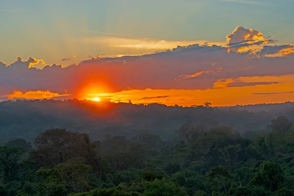 Salida Del Sol Sobre Selva Amazónica Cerca Alta Floresta Brasil —  Fotos de Stock