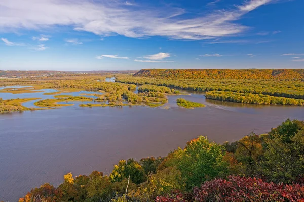 Vacker Höstdag Ovanför Mississippifloden Vid Pikes Peak State Park Iowa — Stockfoto