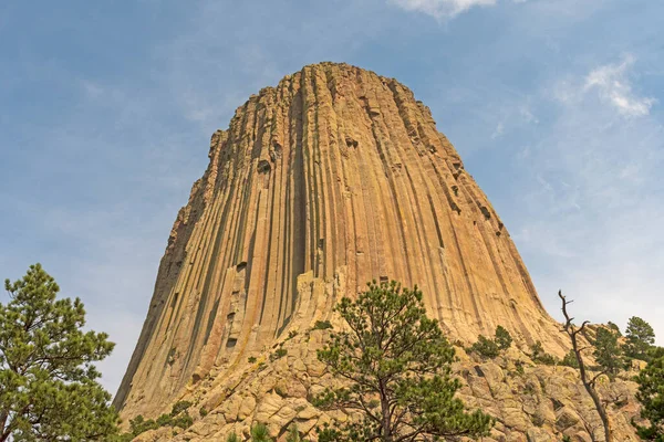 Butte Vulcanico Che Spinge Verso Cielo Devils Tower National Monument — Foto Stock