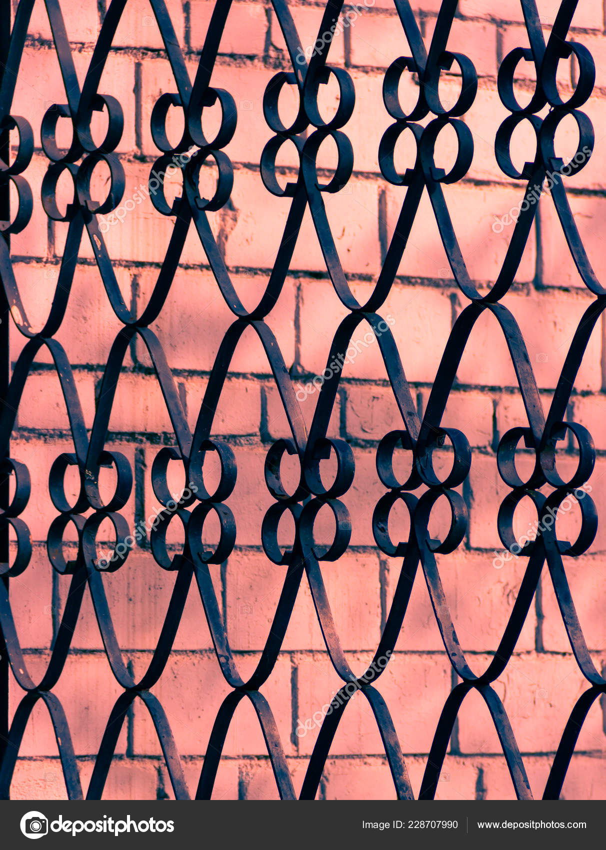 Forged Steel Metal Decorative Grille White Brick Wall Fragment