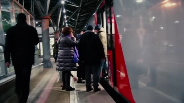 Moscow Russia January 2018 People Enter Exit Automatic Doors High — 图库视频影像