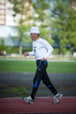 Moscow, Rusya Federasyonu - 13 Mayıs 2017: Rus atlet gün çalışan turnuva çalışan.