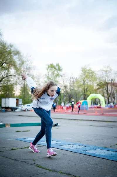 Moscow Rússia Maio 2017 Atleta Russa Yulia Shafenkova Lança Uma — Fotografia de Stock