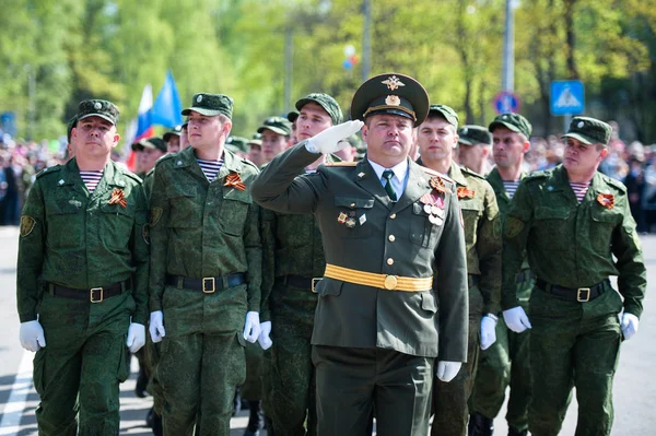 Obninsk Russie Mai 2015 Des Soldats Marchent Jour Victoire — Photo