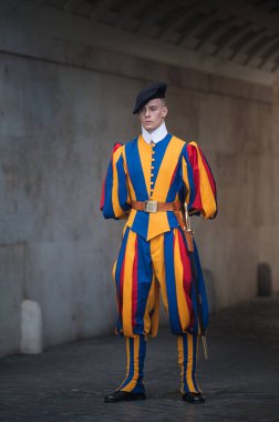 Ünlü İsviçreli Muhafızlar Gözetlemek Bazilikası'na giriş