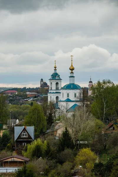 Pohled na klášter Borovsk, Rusko, Kaluga — Stock fotografie