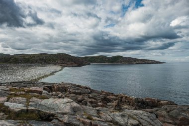 Teriberka civarında yeşil kutup tundra yaz manzara