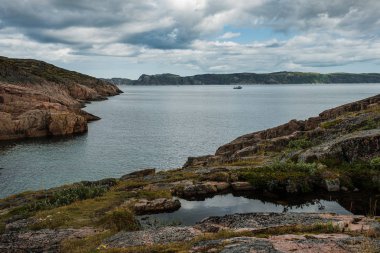 Teriberka civarında yeşil kutup tundra yaz manzara