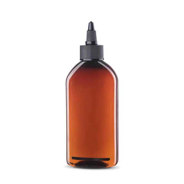Cosmetic bottle of brown color with place for text on a white background. Procurement for designer — Stock Photo, Image