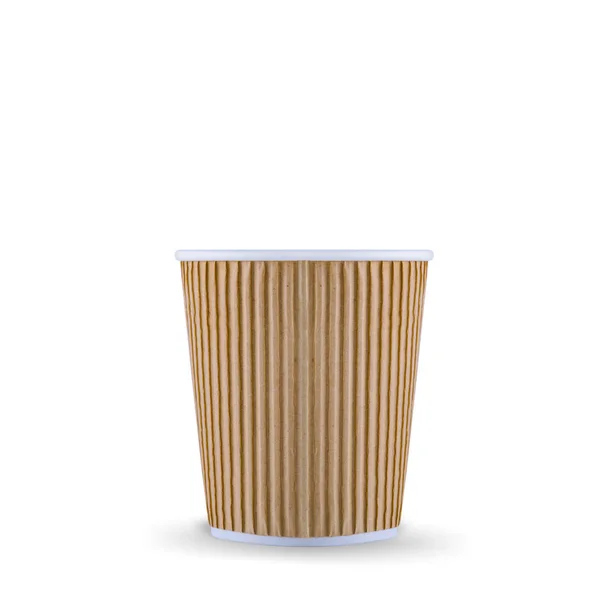 Kraft taza de papel de café sobre un fondo blanco — Foto de Stock