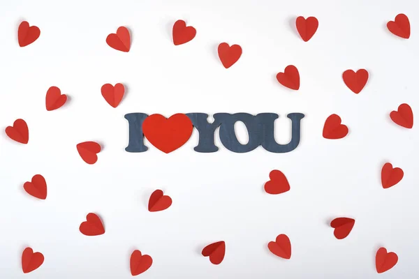 Люблю Тебя Белом Фоне Красным Сердцем День Святого Валентина — стоковое фото