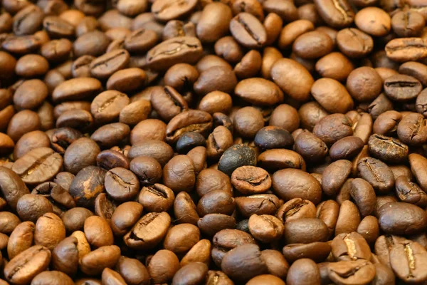 Brunrotade Kaffebönor Bakgrund Närbild — Stockfoto