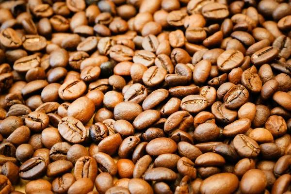 Bruine Roated Koffiebonen Achtergrond Close — Stockfoto