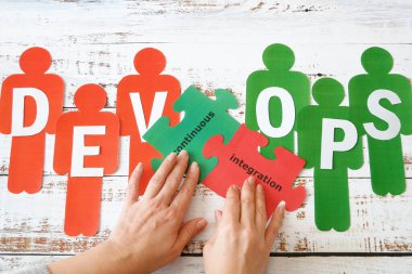 İnsanlar kelimelerle semboller ve bulmacalar yapar. Yazılım mühendisliği kültürü ve yazılım geliştirme ve işletim uygulaması için DevOps kavramı
