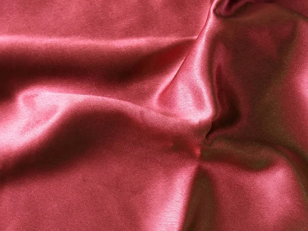 Tessuto Seta Rosso Chiaro Sfondo Seta Superficie — Foto Stock