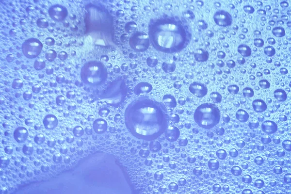 Blått Vatten Med Skumbubblor Bakgrund Skum Bubbla Diskmedel — Stockfoto