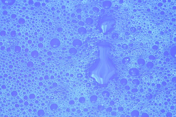 Agua Azul Con Fondo Burbujas Espuma Espuma Líquido Lavado Platos — Foto de Stock