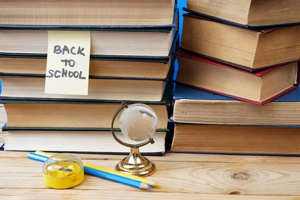 Back School Coronavirus Covid Book Pile Sanitizer Medical Mask — Stock Photo, Image