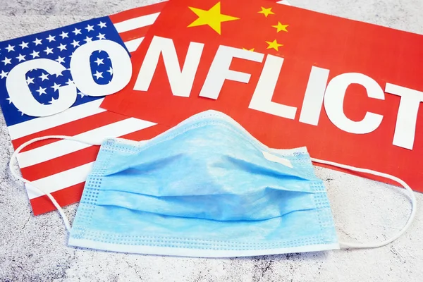 Eua China Desacordo Eua América Bandeiras Chinesas Conflito Relacionamento Entre — Fotografia de Stock