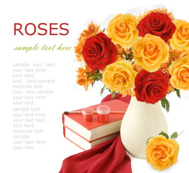 Dünya Öğretmenler Günü konsepti. Çiçekler demet, harita, küre ve kitaplar yığın