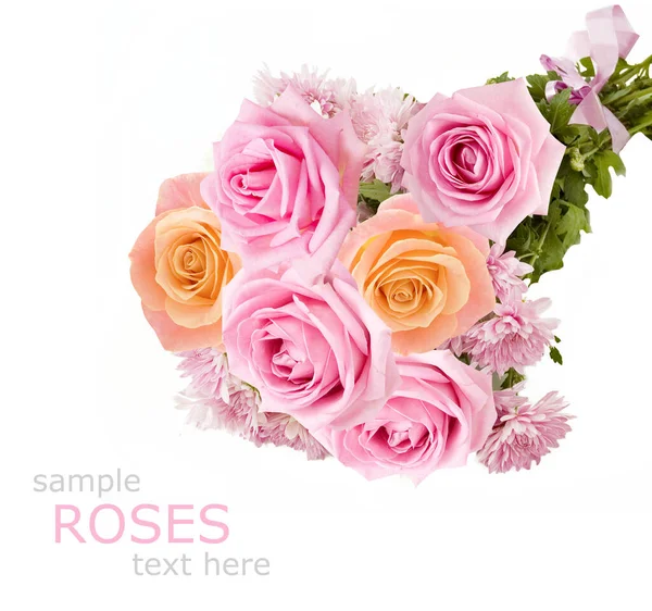 Beautiful Roses Bunch Isolated White Background — Stock Photo, Image