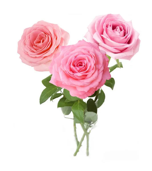 Beau Bouquet Roses Isolé Sur Fond Blanc — Photo