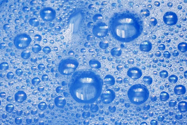 Azul Água Com Espuma Bolhas Fundo Espuma Bolha Lavar Louça — Fotografia de Stock