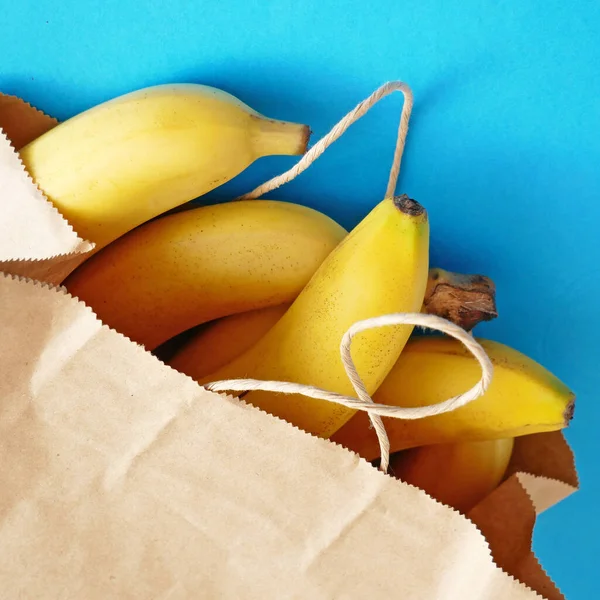many bananas in paper bag, zero waste concept