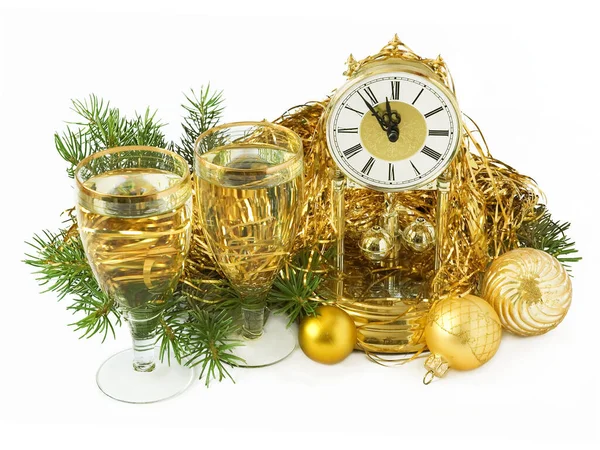 Kerstkaart Met Nieuwjaarsballen Vrolijk Kerstfeest Gelukkig Nieuwjaarsconcept — Stockfoto
