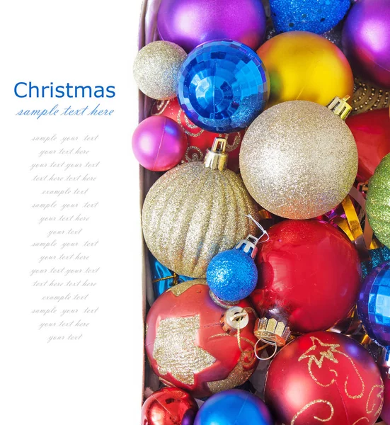 Cristmas Cartão Felicitações Com Bolas Ano Novo Feliz Natal Conceito — Fotografia de Stock