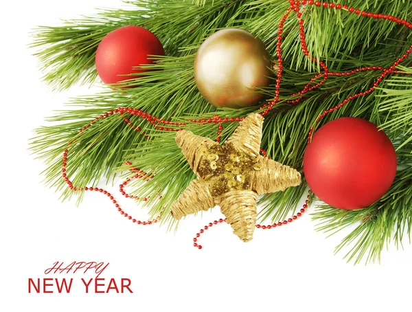 クリスマスグリーティングカード新年のボール 陽気なクリスマスと幸せな新年のコンセプト — ストック写真