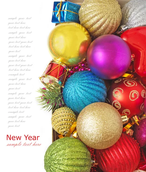 クリスマスグリーティングカード新年のボール 陽気なクリスマスと幸せな新年のコンセプト — ストック写真