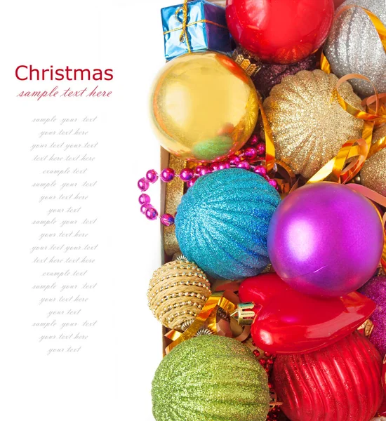 Різдвяна Листівка Новорічними Кульками Веселі Різдвяні Щасливі Новорічні Концепції — стокове фото