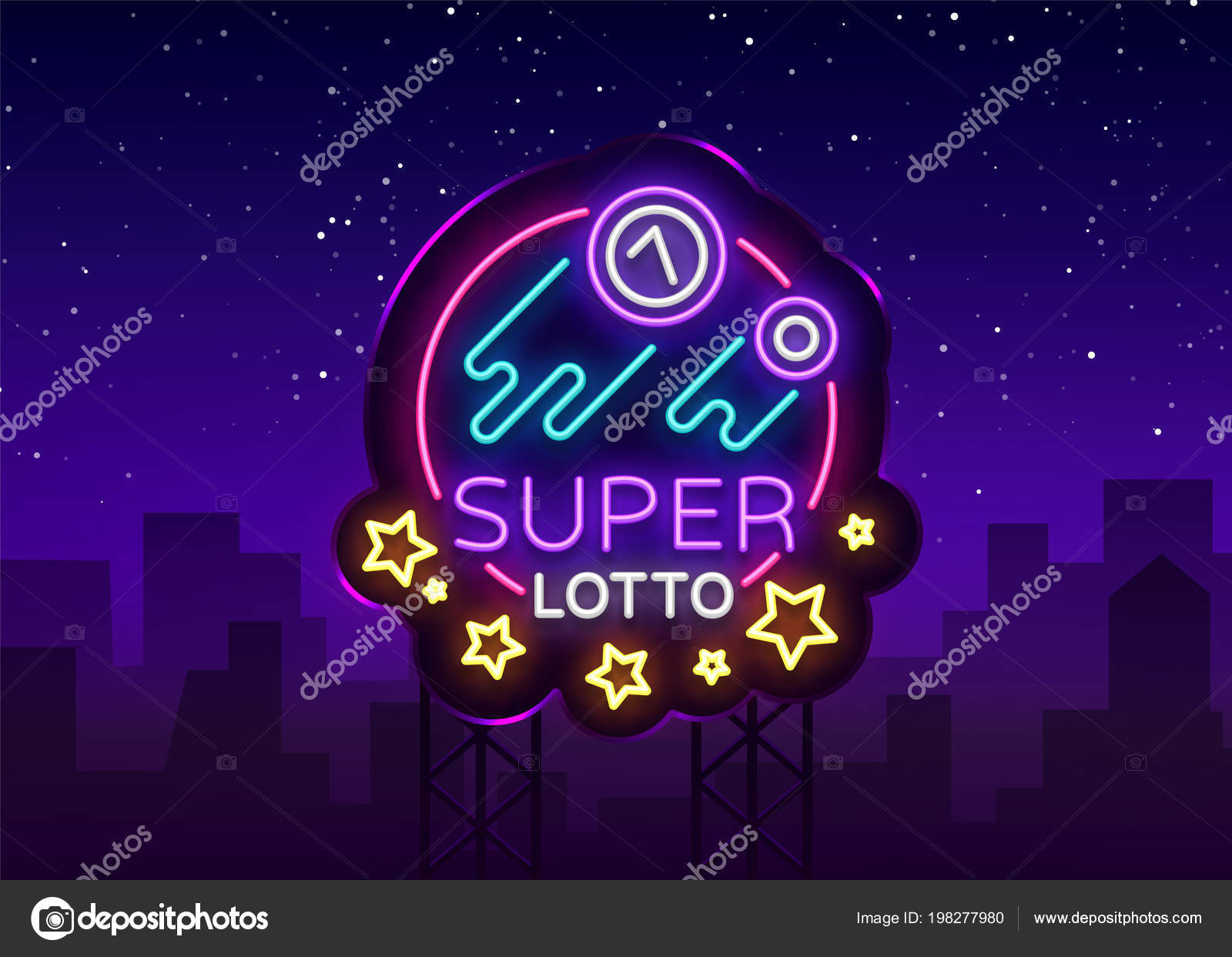 Sinal de n on loto super. Loteria de bingo logotipo em um estilo