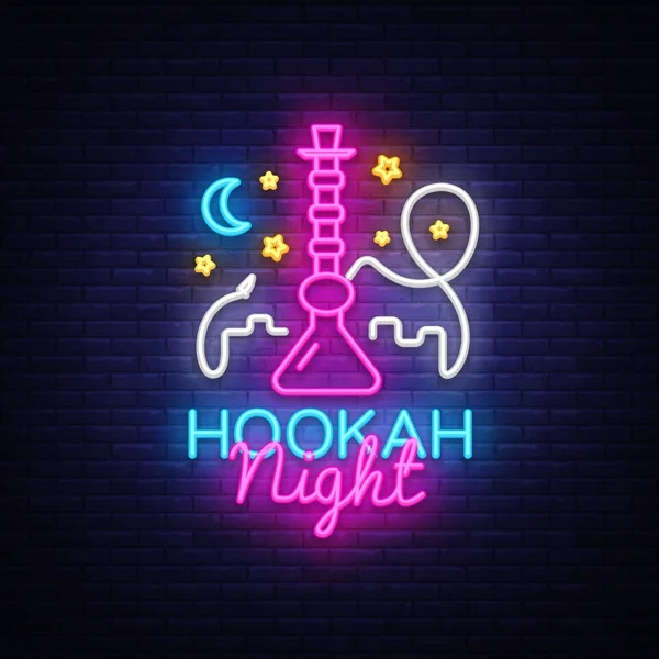 Vodní dýmka neonový nápis vektoru. Noční vodní dýmka Design šablony, lehké Banner, noc jasná reklama, světlé vývěsní štít, Design Element Emblem Hookah, noční život. Vektorové ilustrace — Stockový vektor