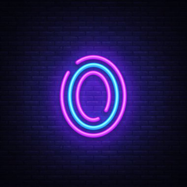 Sıfır sembolü neon işareti vektör numara. Sıfır şablon neon simgesi, ışık afiş, neon tabela, her gece parlak reklam numara, yazıt ışık. Vektör çizim
