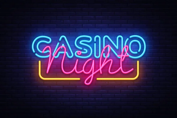 Casino Nacht Leuchtreklame Vektor-Design-Vorlage. Casino Neon-Logo, Lichtbanner Design-Element bunte moderne Design-Trend, Nacht helle Werbung, helle Beschilderung. Vektorillustration — Stockvektor