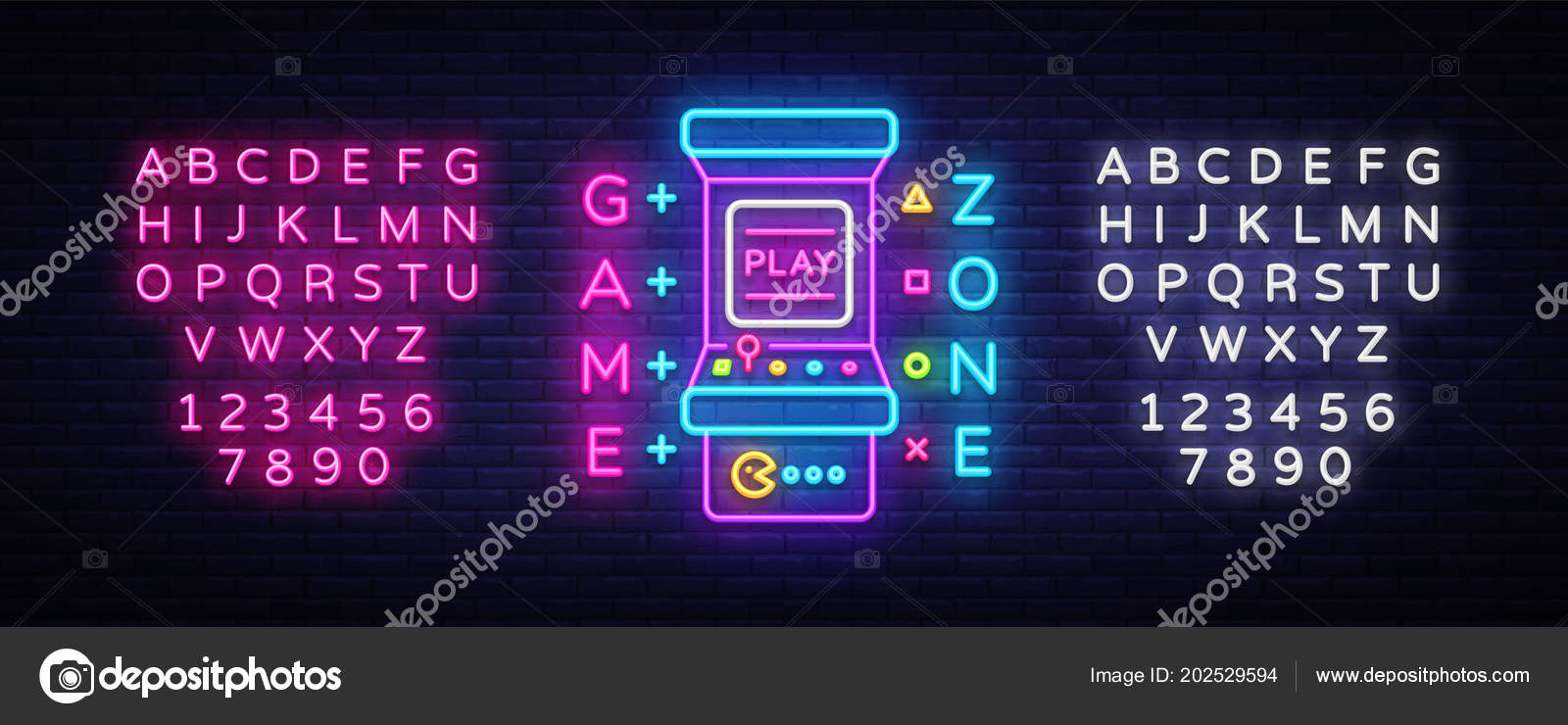 Game Zone Logo Vector Neon Game Room Neon Sign Board Design Template Gaming Industry Advertising Gaming Machine Vector Light Banner Bright Neon Design Element Vector Editing Text Neon Sign Stock Vector Image