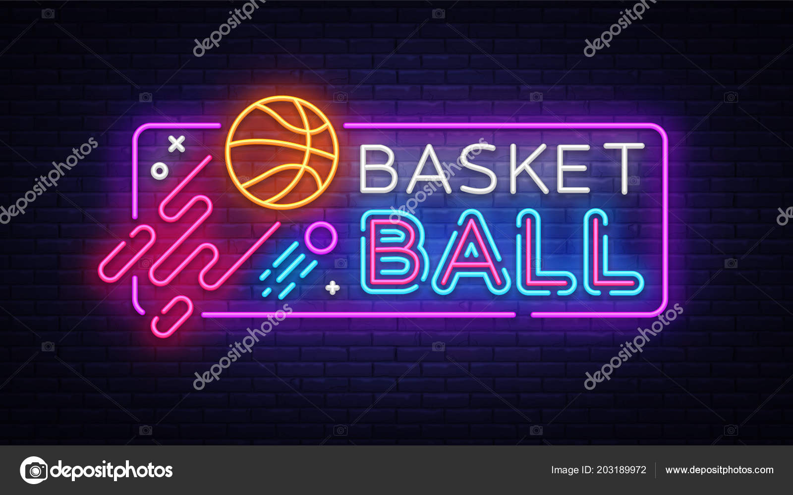 basketball neon sign vector basketball design template neon sign