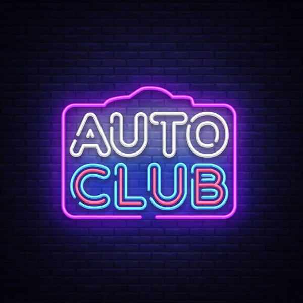 Auto Club neon sign vector. Car Service design template neon sign